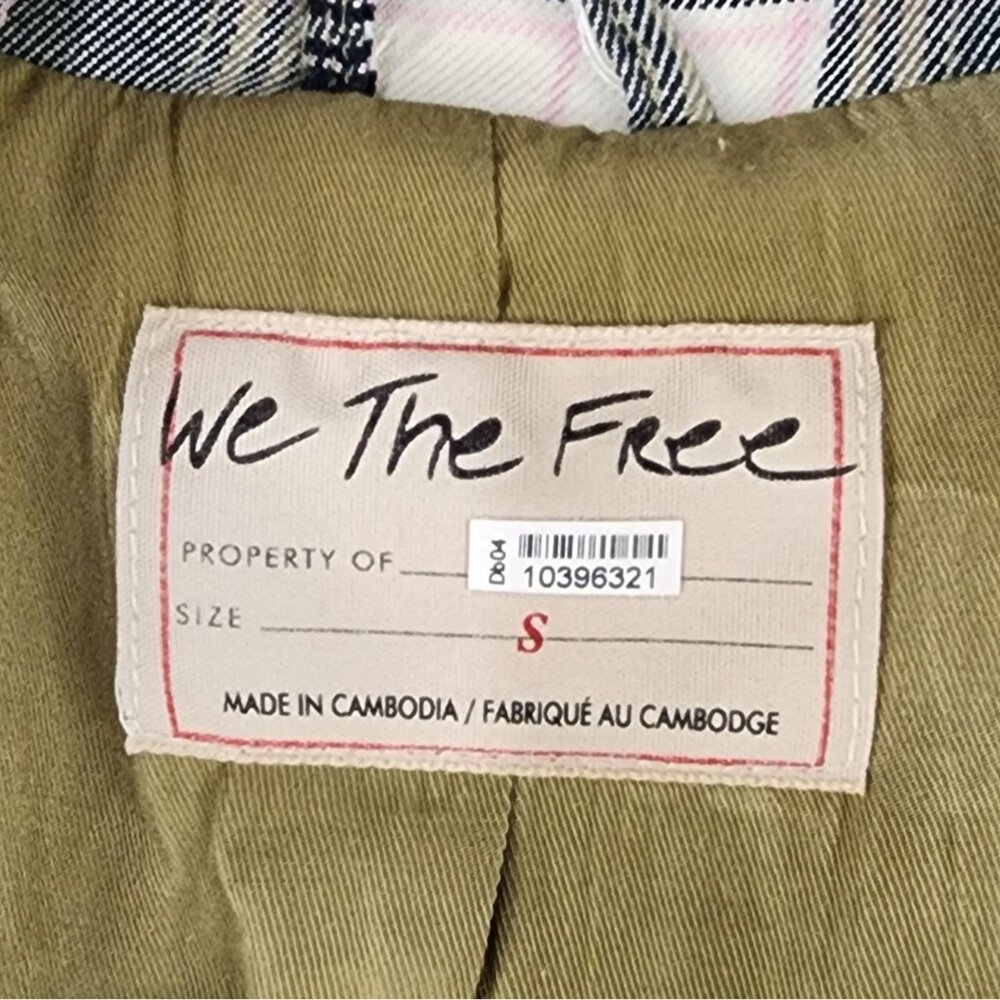 We The Free Jacket Womens Small Green Plaid Button Up Freddie Long Line Blazer - Picture 4 of 14